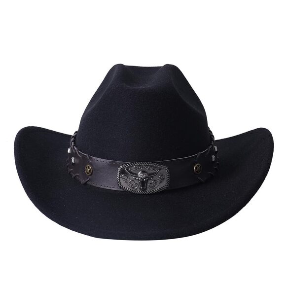 2859 Men Women Wide Brim Western Cowboy Cowgirl Hats With Buckle Belt (us main image 4